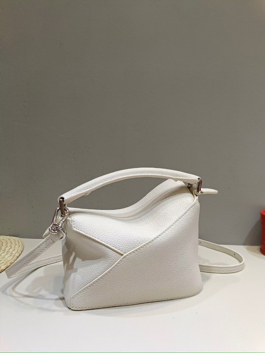 Loewe Mini Puzzle Bag in Soft Grained Calfskin Sea Salt